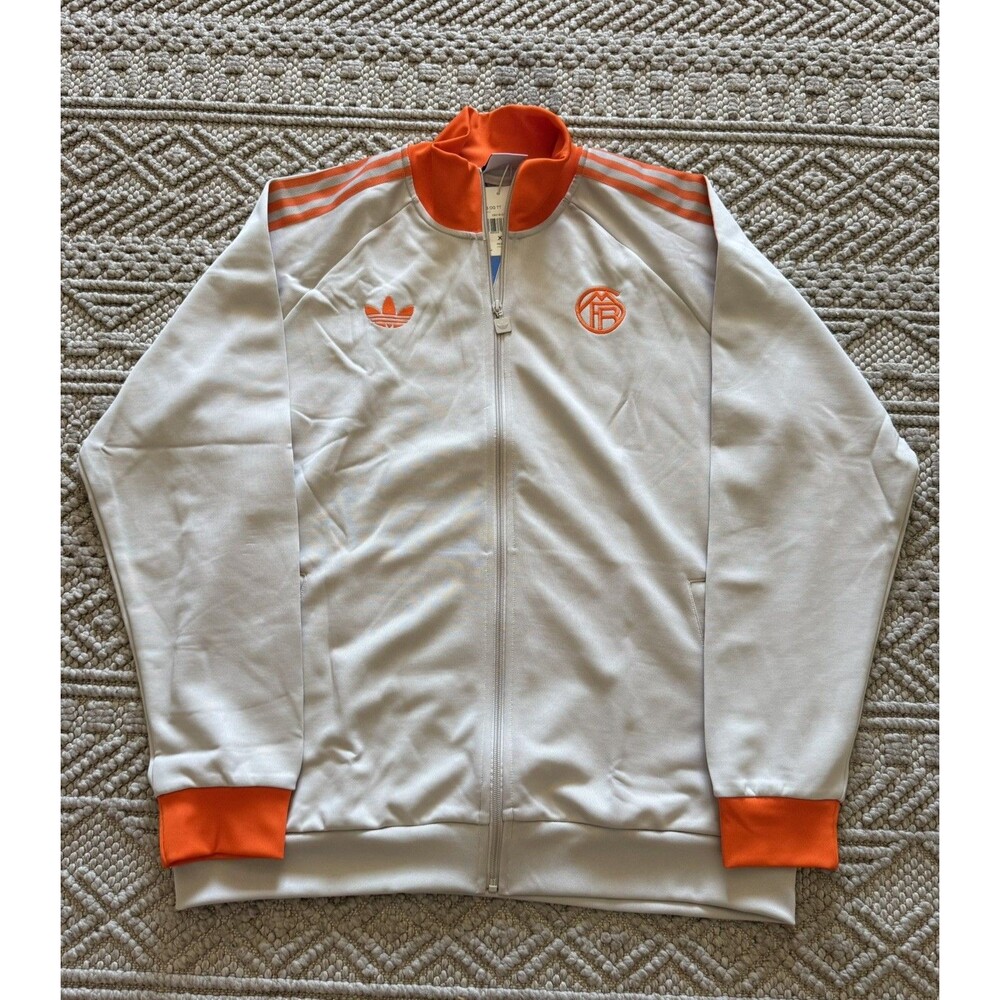 adidas Originals FCB OG TT Men's XL Full Zip Track Jacket Gray/Orange